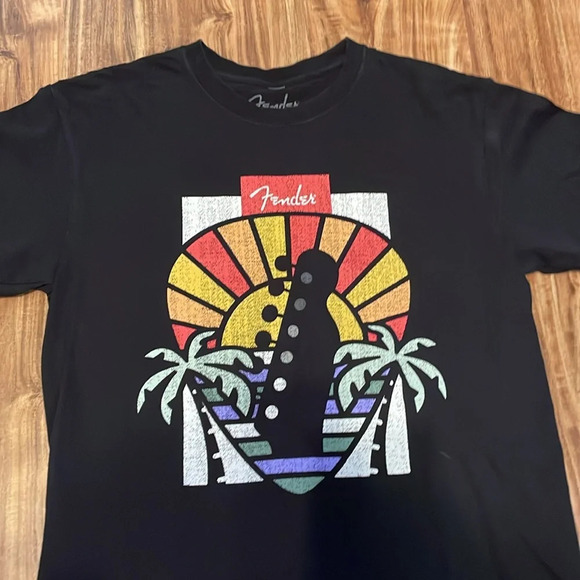 Fender mens shirt medium short sleeve graphic tee black cotton music rock cotton - Picture 2 of 4